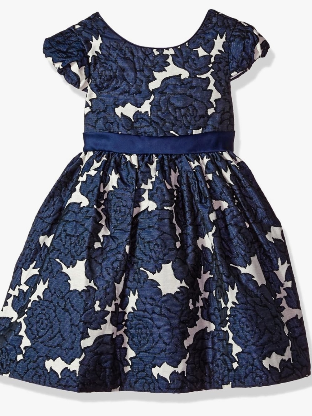 Iris & Ivy Navy & White Brocade Floral Formal Party Wedding Dress Sz 6x